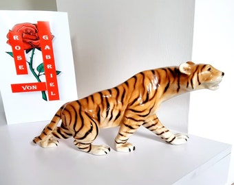 Original, first choice! Large, heavy Royal Dux Bengal Tiger porcelain statue