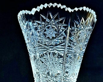 Beautiful, large lead crystal vase, Bohemia Crystal, hand-cut