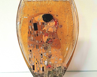Beautiful, large Goebel glass vase, gilded with real gold, hand-painted