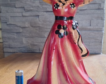 Ceramic sculpture, woman in summer dress, handmade