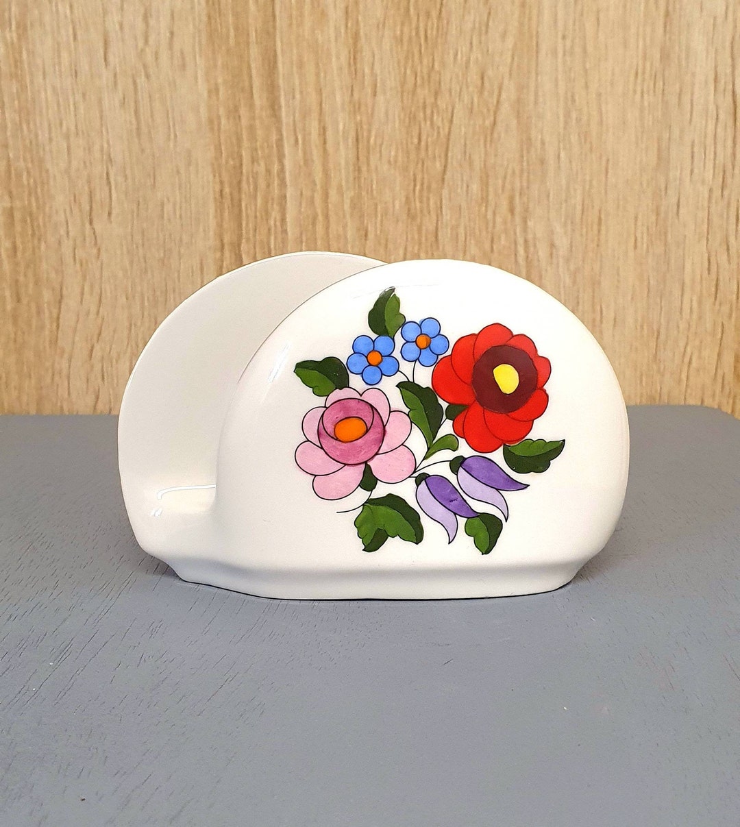 Kalocsa Porcelain Napkin Holder, Hand Painted Etsy