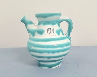 Ceramic oil jug, Gmundner keramik from Austria, hand-painted, collector's item