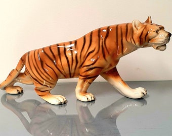 Large porcelain tiger [42 cm], Royal Dux, hand painted