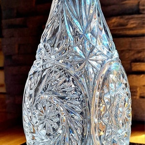 Beautiful crystal glass carafe, hand-cut