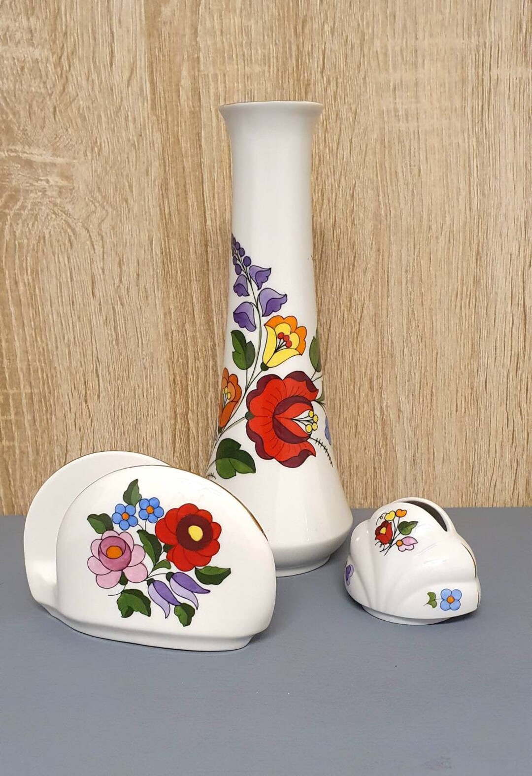 Kalocsa Folk Art Porcelain Set From Hungary, Handpainted Etsy