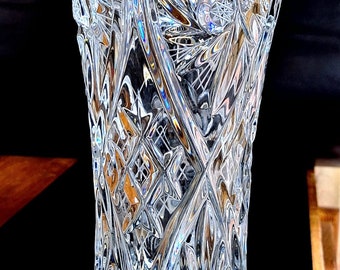 Beautiful, large, crystal glass vase, Bohemia Crystal, hand-cut