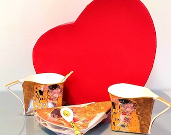 China fine bone porcelain- Gustav Klimt *The Kiss*