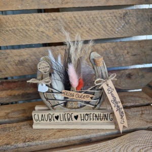 Hufeisen Deko zum hinstellen aufhängen Glücksbringer Pferd / Wunscherfüller Geldgeschenk Glück Hochzeit Trockenblumen Glaube Liebe Hoffnung