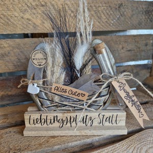 Hufeisen Deko zum hinstellen aufhängen Glücksbringer Pferd / Wunscherfüller Geldgeschenk Glück Tischdeko Trockenblumen Lieblingsplatz Stall