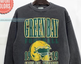 Green Bay Football Vintage Style Comfort Colors Sweatshirt, Retro Green Bay Varsity Crewneck Sweatshirt, Green Bay Long Sleeve FSM5