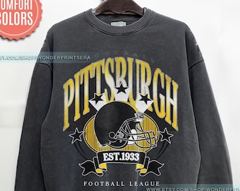 Pittsburgh Football Comfort Colors Sweatshirt,Vintage Unisex Pittsburgh Crewneck,Gift for Football Fan, Oversized Pittsburgh Sweatshirt FWP3