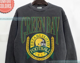 Green Bay Football Vintage Style Comfort Colors Sweatshirt, Retro Green Bay Varsity Crewneck Sweatshirt, Green Bay Long Sleeve FYJ5