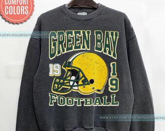 Green Bay Football Vintage Style Comfort Colors Sweatshirt, Retro Green Bay Varsity Crewneck Sweatshirt, Green Bay Long Sleeve FUG5