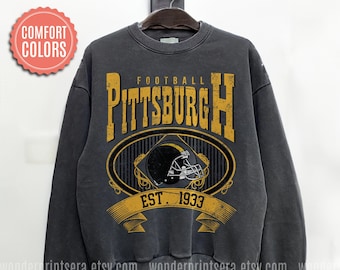 Pittsburgh Football Comfort Colors Sweatshirt,Vintage Unisex Pittsburgh Crewneck,Gift for Football Fan, Oversized Pittsburgh Sweatshirt FAR3