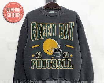 Green Bay Football Vintage Style Comfort Colors Sweatshirt, Retro Green Bay Varsity Crewneck Sweatshirt, Green Bay Long Sleeve FMV5