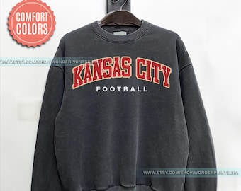 Kansas City Football Comfort Colors Vintage Style Sweatshirt, Kansas City Football Crewneck, Football Sweatshirt, Kansas City Fan Gifts FDA8