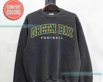 Green Bay Football Vintage Style Comfort Colors Sweatshirt, Retro Green Bay Varsity Crewneck Sweatshirt, Green Bay Long Sleeve FDA5