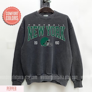 New York Football Retro 80s Vintage Style Comfort Colors Crewneck Sweatshirt, New York Football Tshirt, Jets Sunday Football Fan Gifts FND28