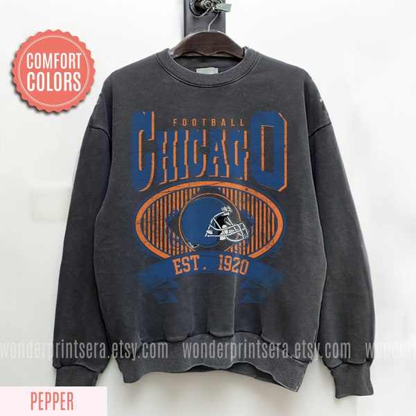 Chicago Football Vintage Style Comfort Colors Sweatshirt ,Retro Chicago Football Sweatshirt , Chicago Fan Gift , Sunday Football FAR12