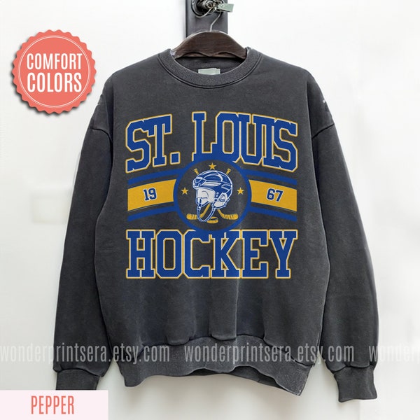 ST. Louis Blue Vintage Style Comfort Colors Sweatshirt T-Shirt,Blues Sweater,Blues T-Shirt,Hockey Fan Shirt,Retro ST. Louis Ice Hockey #H11
