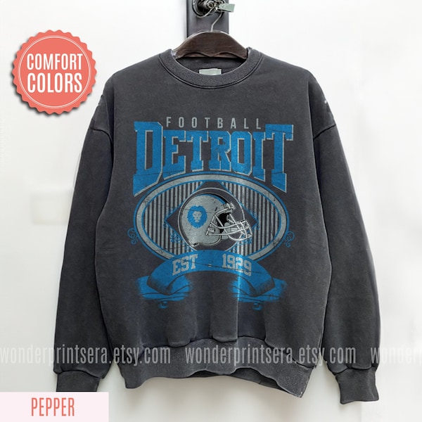 Detroit Football Comfort Colors Vintage Style Sweatshirt, Detroit Football Tee, Detroit Football Shirt, Detroit Sweater, Sunday Football F14