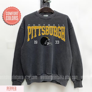 Pittsburgh Football Comfort Colors Sweatshirt, Vintage Unisex Pittsburgh Crewneck, Gift for Football Fan, Oversized Pittsburgh Sweatshirt F5