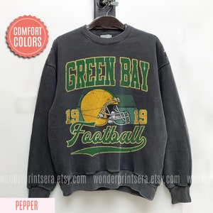 Green Bay Football Vintage Style Comfort Colors Sweatshirt, Retro Green Bay Varsity Crewneck Sweatshirt, Green Bay Long Sleeve #F80