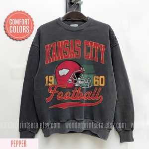 Vintage Style Kansas City Football Comfort Colors Crewneck Sweatshirt,Kansas City Football Sweatshirt,Womens Mens Kansas City Shirt Gift F26