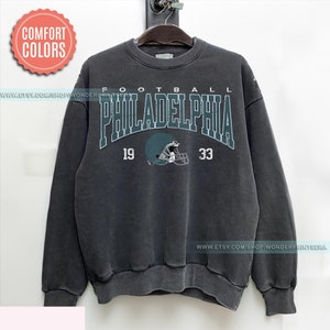 Philadelphia Football Vintage Style Comfort Colors Sudadera, Camiseta de fútbol de Philadelphia, Camiseta de fútbol, Philadelphia Retro Crewneck FND4