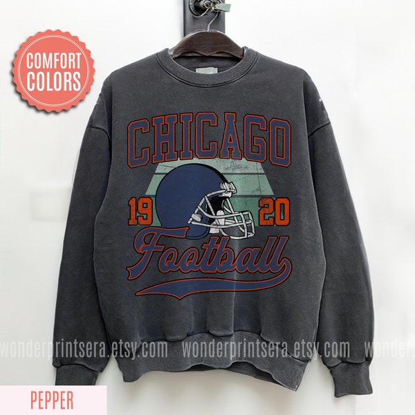 Chicago Football Vintage Style Comfort Colors Sweatshirt ,Retro Chicago Football Sweatshirt , Chicago Fan Gift , Sunday Football #F46