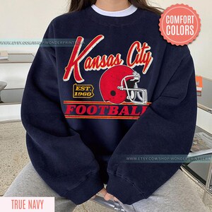Vintage Style Kansas City Football Comfort Colors Crewneck Sweatshirt,Kansas City Football Sweatshirt,Womens Men Kansas City Shirt Gift FGC8 image 4