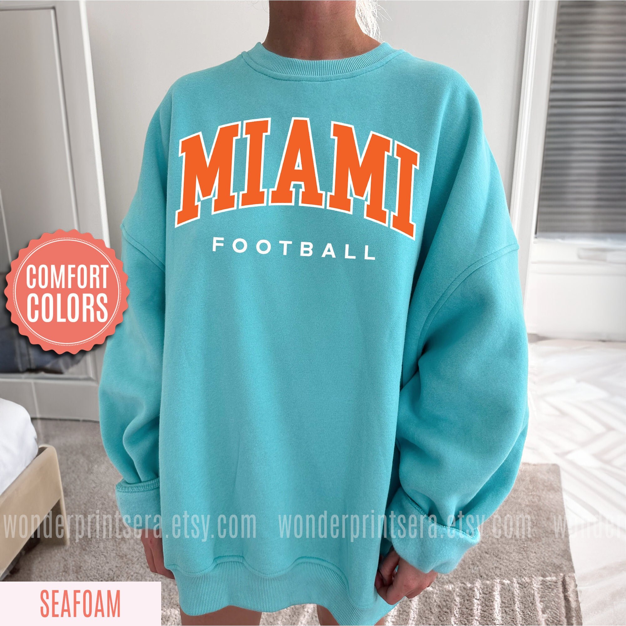 Miami Football Vintage Style Comfort Colors Sweatshirt,Miami Football Crewneck,Retro Miami Football Shirt, Miami Florida Football Gift #F41