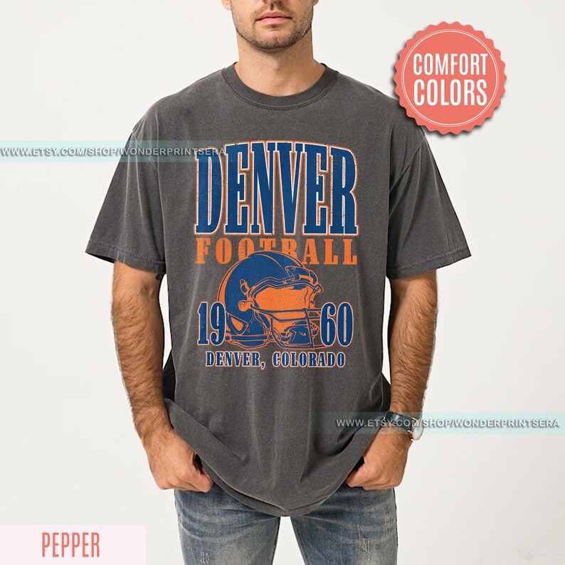 Denver Football Vintage Style Comfort Colors T-Shirt,Retro Denver Football Shirt,Denver Footbal Fans Gift Sweater,Sunday Football FSM10 image 4