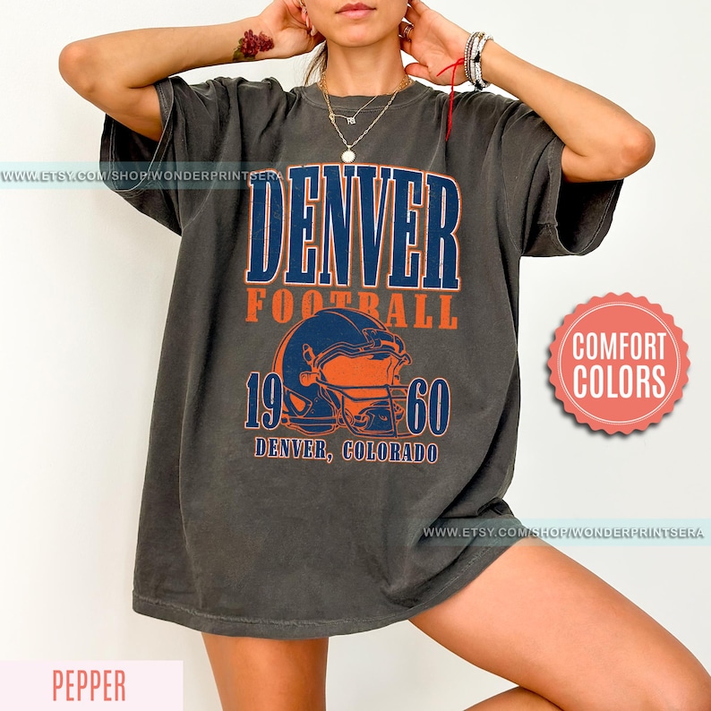 Denver Football Vintage Style Comfort Colors T-Shirt,Retro Denver Football Shirt,Denver Footbal Fans Gift Sweater,Sunday Football FSM10 image 3