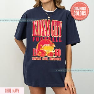 Kansas City Football Comfort Colors Vintage Style T-Shirt, Kansas City Football Crewneck, Football T-Shirt, Kansas City Fan Gifts FSM8 image 5
