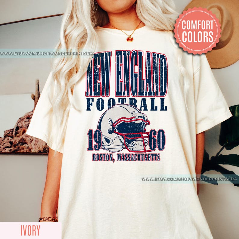 New England Football Vintage Style Comfort Colors T-Shirt,The Pats T-Shirt,Vintage New England Fan Gift Crewneck,Patriots T-Shirt FSM2 image 2