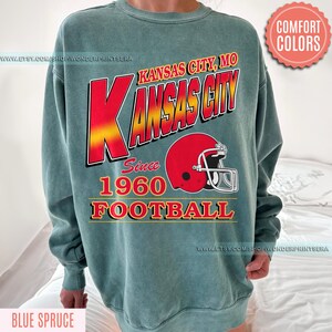 Vintage Style Kansas City Football Comfort Colors Crewneck Sweatshirt,Kansas City Football Sweatshirt,Womens Men Kansas City Shirt Gift FJK8 image 6