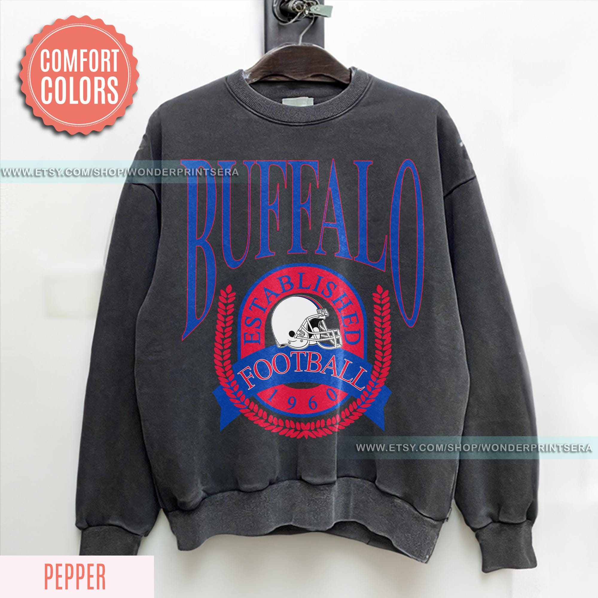 Buffalo Football Vintage Style Comfort Colors Sweatshirt, Buffalo Bill Crewneck, Bill Sweatshirt, Buffalo New York, Buffalo Fan Gift FYJ15