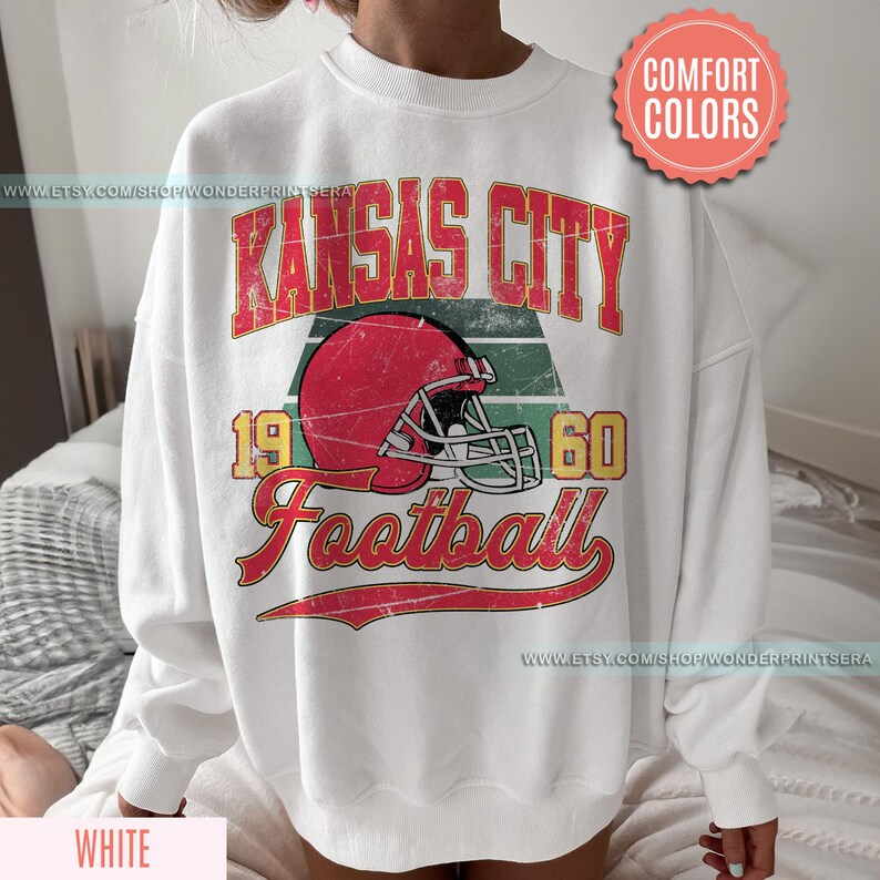 Vintage Style Kansas City Football Comfort Colors Crewneck Sweatshirt,Kansas City Football Sweatshirt,Womens Men Kansas City Shirt Gift FSE8 bild 4