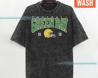 Green Bay Football Vintage Style Mineral Wash T-Shirt, Retro Green Bay Varsity Crewneck T-Shirt, Green Bay Long Sleeve FND5