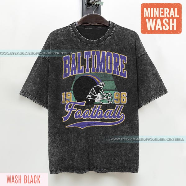 Baltimore Football Vintage Style Mineral Wash T-Shirt,Retro Baltimore Crewneck,Oversized Football T-Shirt,Gift Football Fan FSE16