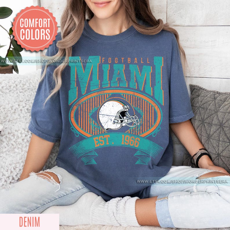 Miami Football Vintage Style Comfort Colors T-Shirt, Retro Miami Football Crewneck, Miami Football TShirt,Miami Football Gift FAR20 image 5