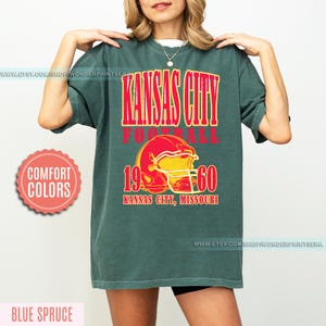 Kansas City Football Comfort Colors Vintage Style T-Shirt, Kansas City Football Crewneck, Football T-Shirt, Kansas City Fan Gifts FSM8 image 7