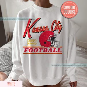 Vintage Style Kansas City Football Comfort Colors Crewneck Sweatshirt,Kansas City Football Sweatshirt,Womens Men Kansas City Shirt Gift FGC8 image 3