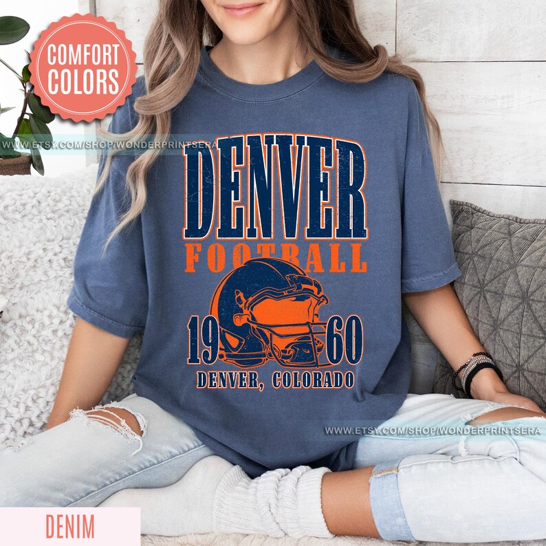 Denver Football Vintage Style Comfort Colors T-Shirt,Retro Denver Football Shirt,Denver Footbal Fans Gift Sweater,Sunday Football FSM10 image 6