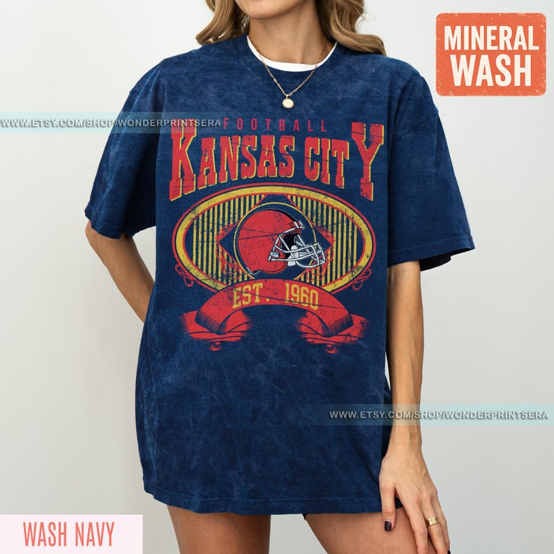 Kansas City Football Mineral Wash Vintage Style T-Shirt, Kansas City Football Crewneck, Football T-Shirt, Kansas City Fan Gifts FAR8 image 7
