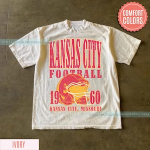 Kansas City Football Comfort Colors Vintage Style T-Shirt, Kansas City Football Crewneck, Football T-Shirt, Kansas City Fan Gifts FSM8 image 1