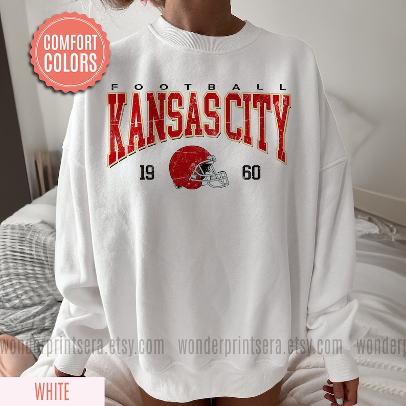 Kansas City Football Comfort Colors Vintage Style Sweatshirt, Kansas City Football Crewneck, Football Sweatshirt, Kansas City Fan Gifts FND8 image 4