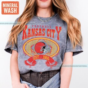 Kansas City Football Mineral Wash Vintage Style T-Shirt, Kansas City Football Crewneck, Football T-Shirt, Kansas City Fan Gifts FAR8 image 6