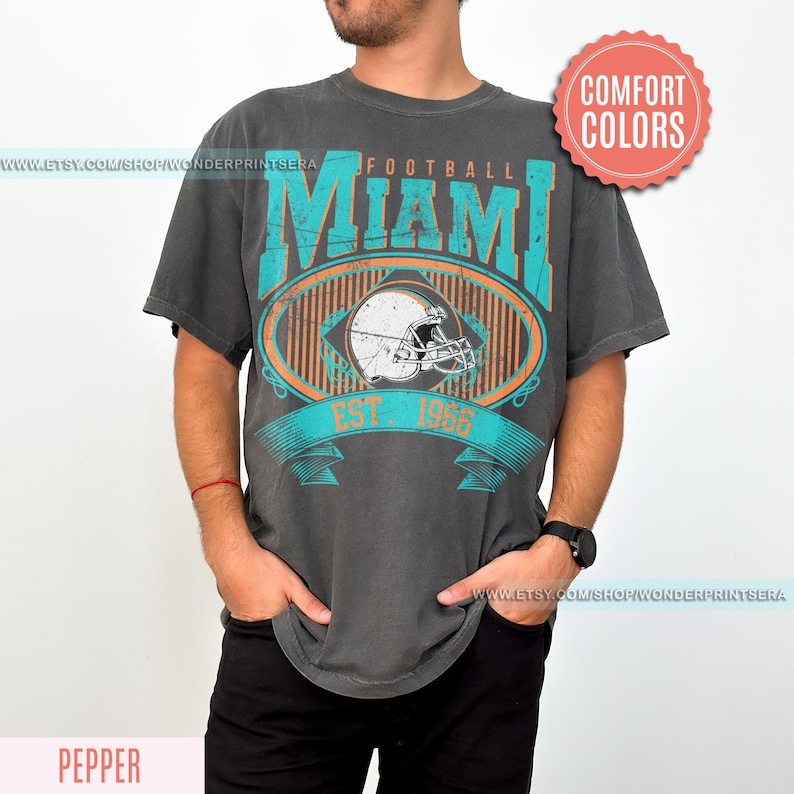 Miami Football Vintage Style Comfort Colors T-Shirt, Retro Miami Football Crewneck, Miami Football TShirt,Miami Football Gift FAR20 image 2